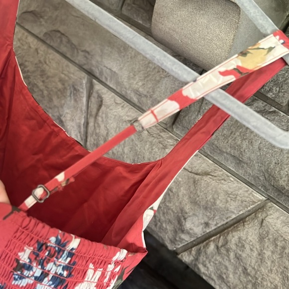 Corset Drop-waist skirt red floral Abercrombie L - Picture 5 of 9